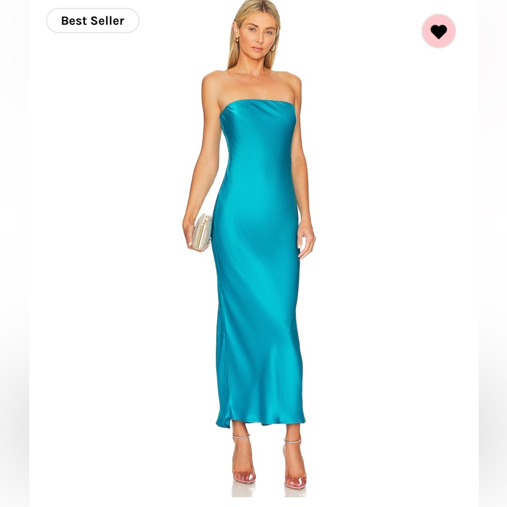 sndys strapless satin midi dress